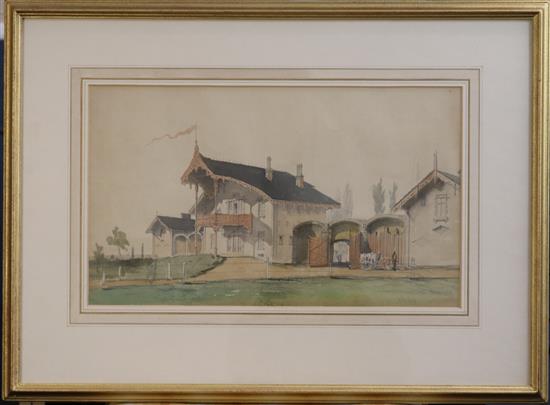 Circle of Justinian Gantz View of an English Ambassadors house in the Balkans 10 x 16.75in.